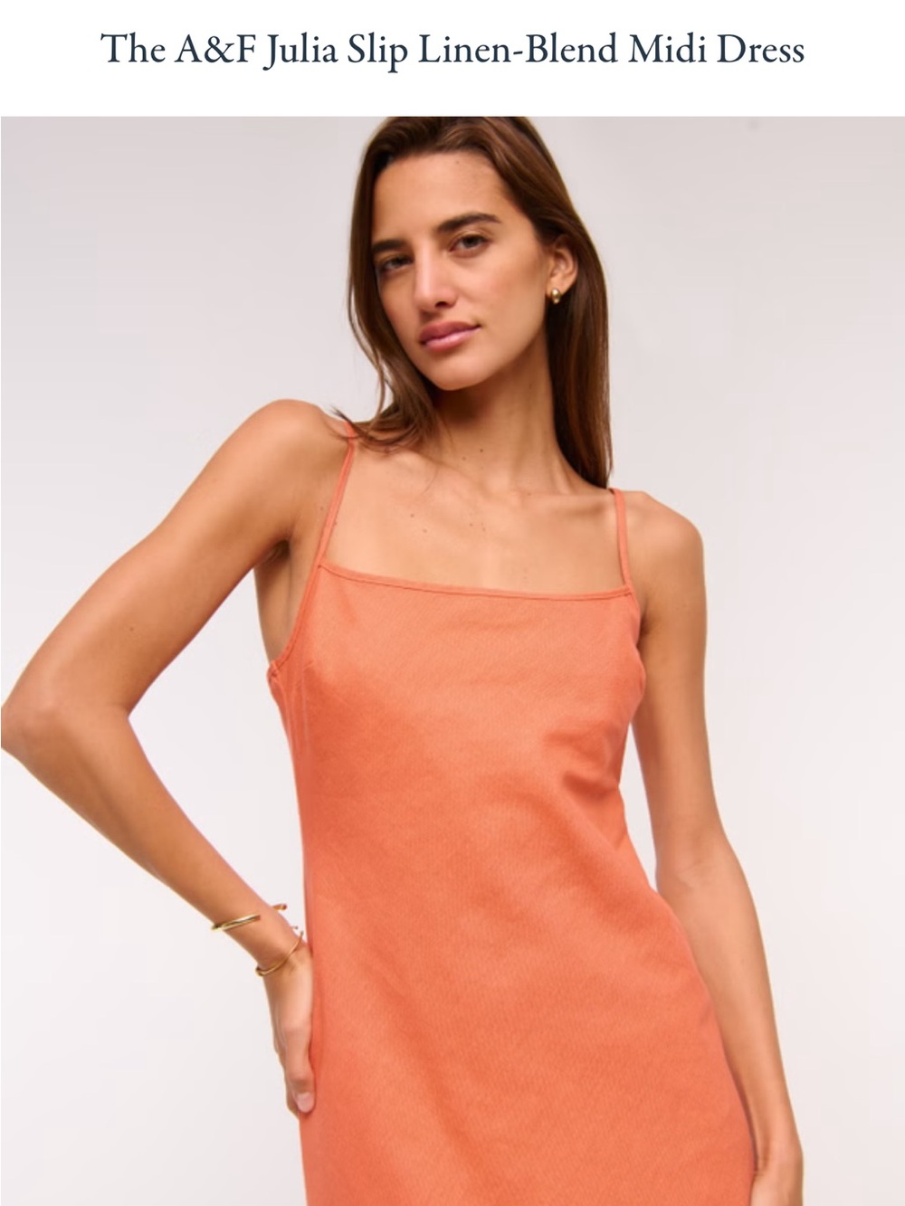 NWT Abercrombie & Fitch Linen-Blend Slip Midi Dress - Picture 4 of 9